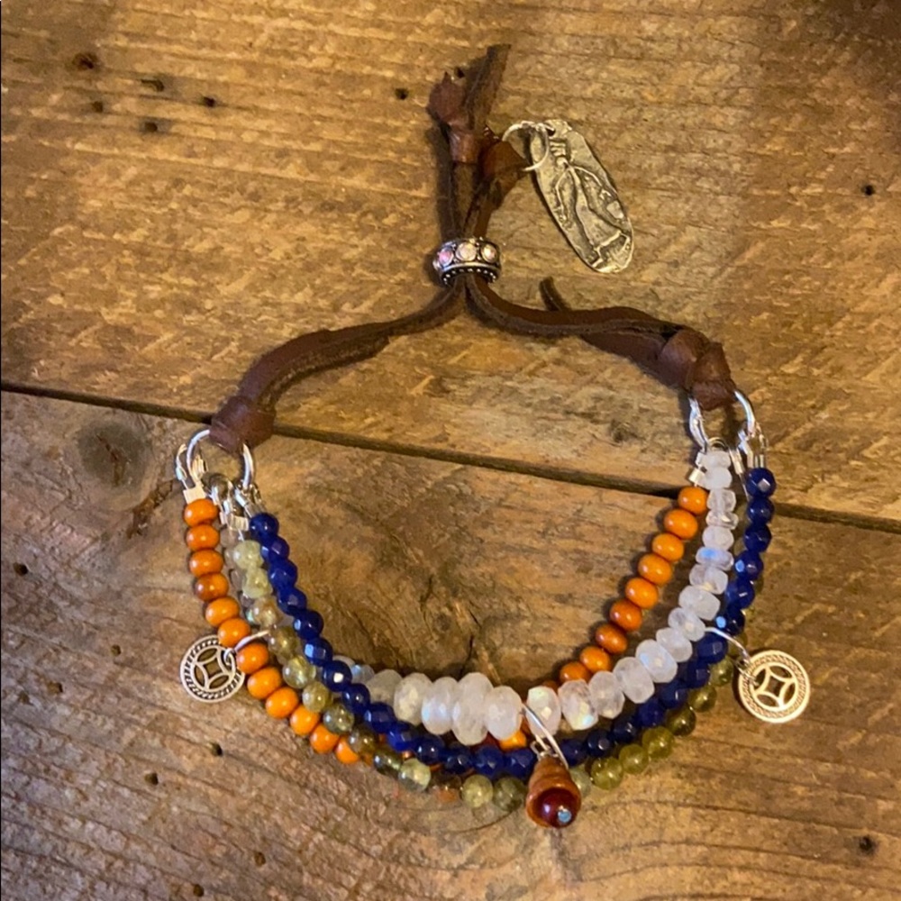 Boho LEATHER GEMSTONE Bracelet